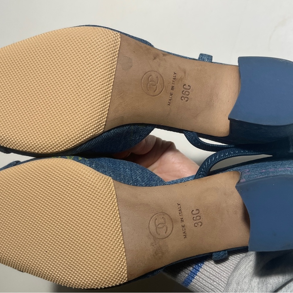 CHANEL Denim Blue Heels slingbacks - Picture 6 of 10